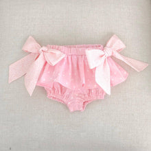 Load image into Gallery viewer, Bloomer Skirt with Bows on the Side,Skirt,Baby, Toddler,Skirted Bummies, Polka Dot,Plaid,Summer Shorts,Birthday outfit,Pink Bloomers,bummie