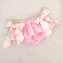 Load image into Gallery viewer, Bloomer Skirt with Bows on the Side,Skirt,Baby, Toddler,Skirted Bummies, Polka Dot,Plaid,Summer Shorts,Birthday outfit,Pink Bloomers,bummie
